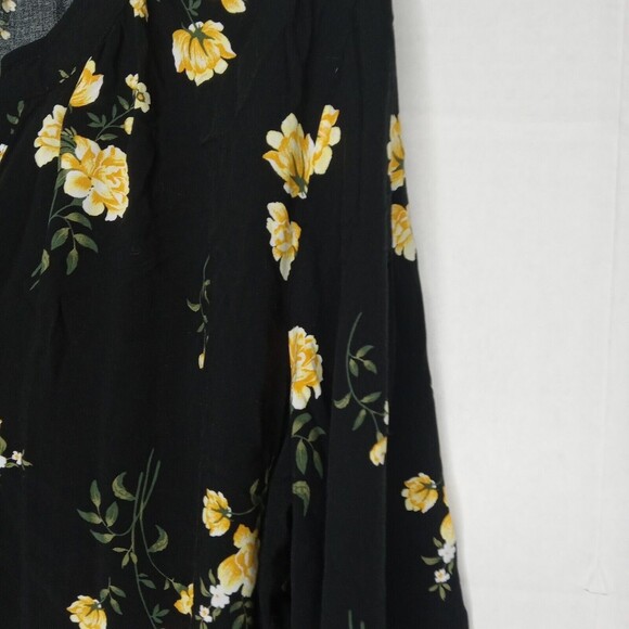 Old Navy XXL Top Black Yellow Floral Print Popover Shirt - Picture 5 of 13